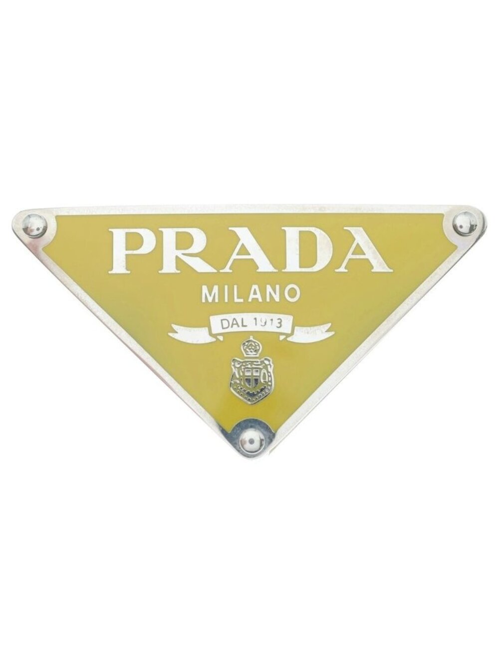 Prada Triangle Logo Metal Belt Buckle Yellow